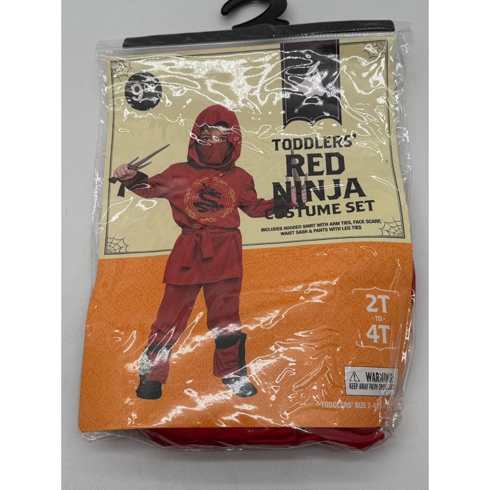 NWT Halloween Costume Red Ninja Size 1-2 Years Includes Shirt, Scarf Pants